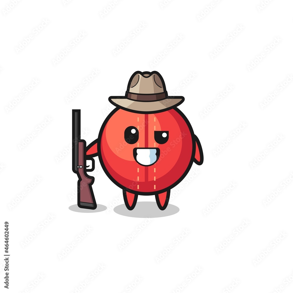 cricket ball hunter mascot holding a gun