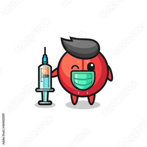 cricket ball mascot as vaccinator