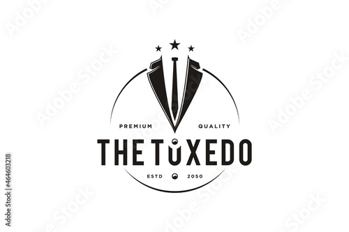 Tuxedo Suit Gentleman Fashion Tailor Clothes Vintage Classic Logo design bow tie