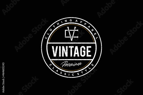 Classic Vintage Retro Label Badge logo design for cloth apparel classic round stiching