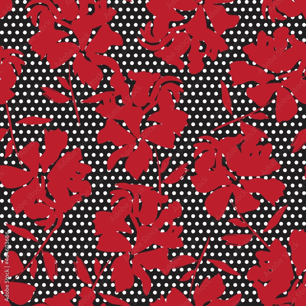 Floral Seamless Pattern with dotted textures Floral Seamless Pattern with dotted textures