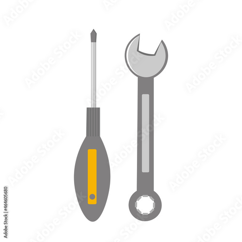 service icon. repair icon. screwdriver and wrench isolated illustration on white background. screwdriver and wrench tool clipart.