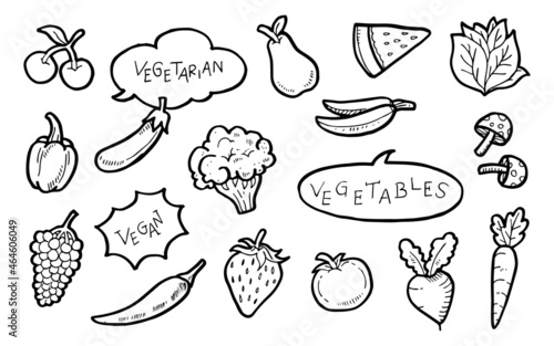 World Vegetarian Day doodle  Vector Illustration.