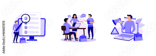 Virtual job fair, Internship, Job Alert. Job proposal abstract concept vector illustration set