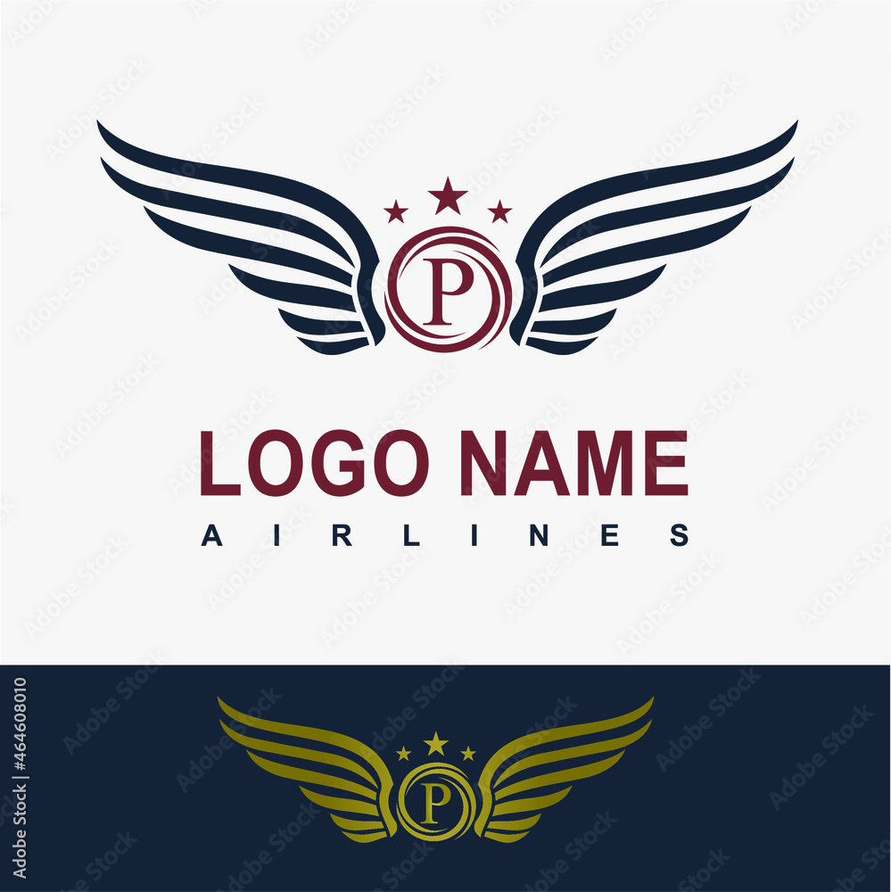 Modern Wing Initial Letter P Logo Idea Vector Template. Sport, Force, Flight, Airlines, Plane, Finance Business Logo. Eagle Victory Freedom Symbol