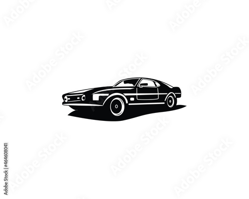 vector graphic illustration of a black mustang car on a white background.