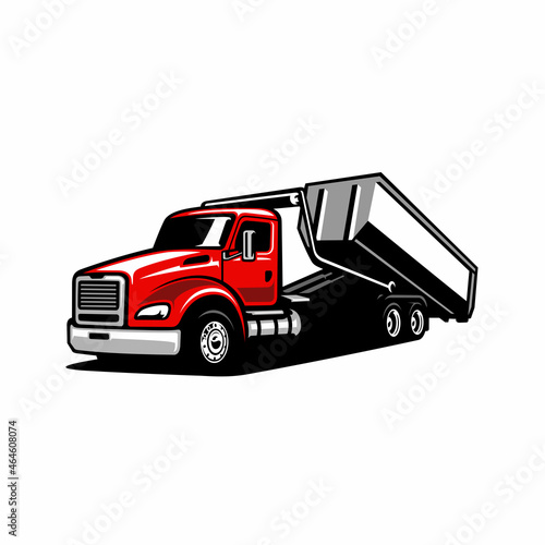 dump truck - semi truck isolated vector	