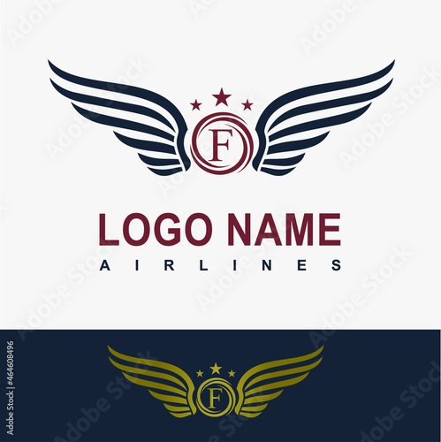 Modern Wing Initial Letter F Logo Idea Vector Template. Sport, Force, Flight, Airlines, Plane, Finance Business Logo. Eagle Victory Freedom Symbol