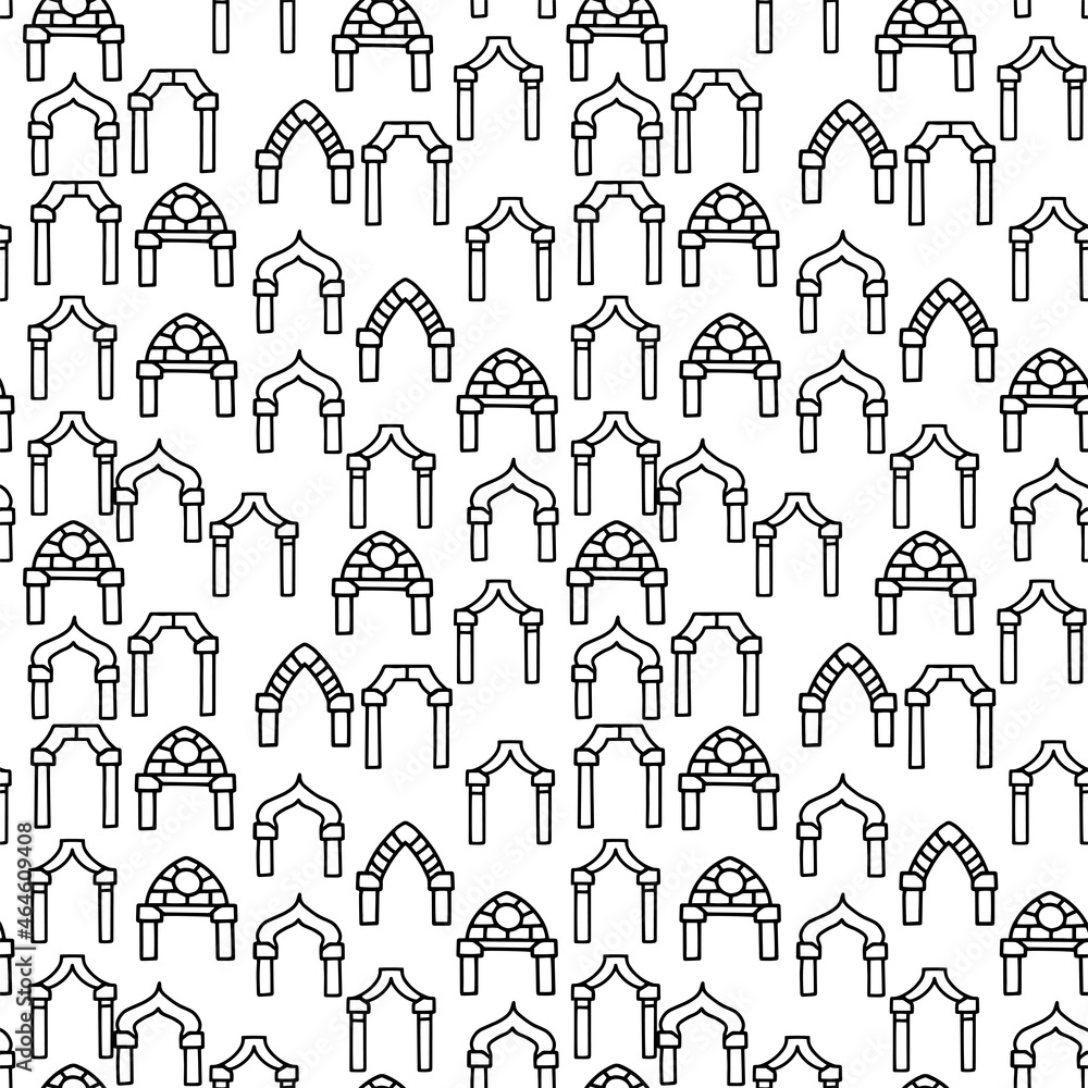Gothic arch line vector doodle simple seamless pattern