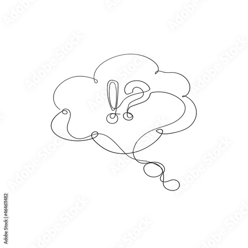 bubble speech with exclamation and question mark illustration vector in continuous line drawing