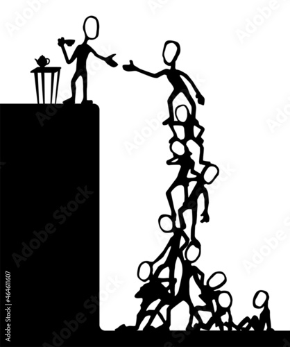 Social Climb Human Ladder Cartoon