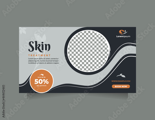 Landscape social media banner design for creative and modern beauty skin treatment center promotion. Template can be used for promotion of beauty products, fashion, cosmetic, something natural, etc