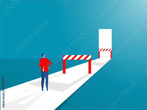 Businessman looking way on way to success with Overcoming obstacle on road.Vector illustration cartoon design.