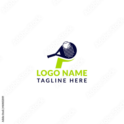 Padel Racket P letter logo design vector template Easy to customize