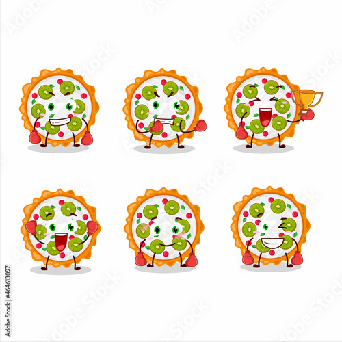 A sporty fruit tart boxing athlete cartoon mascot design