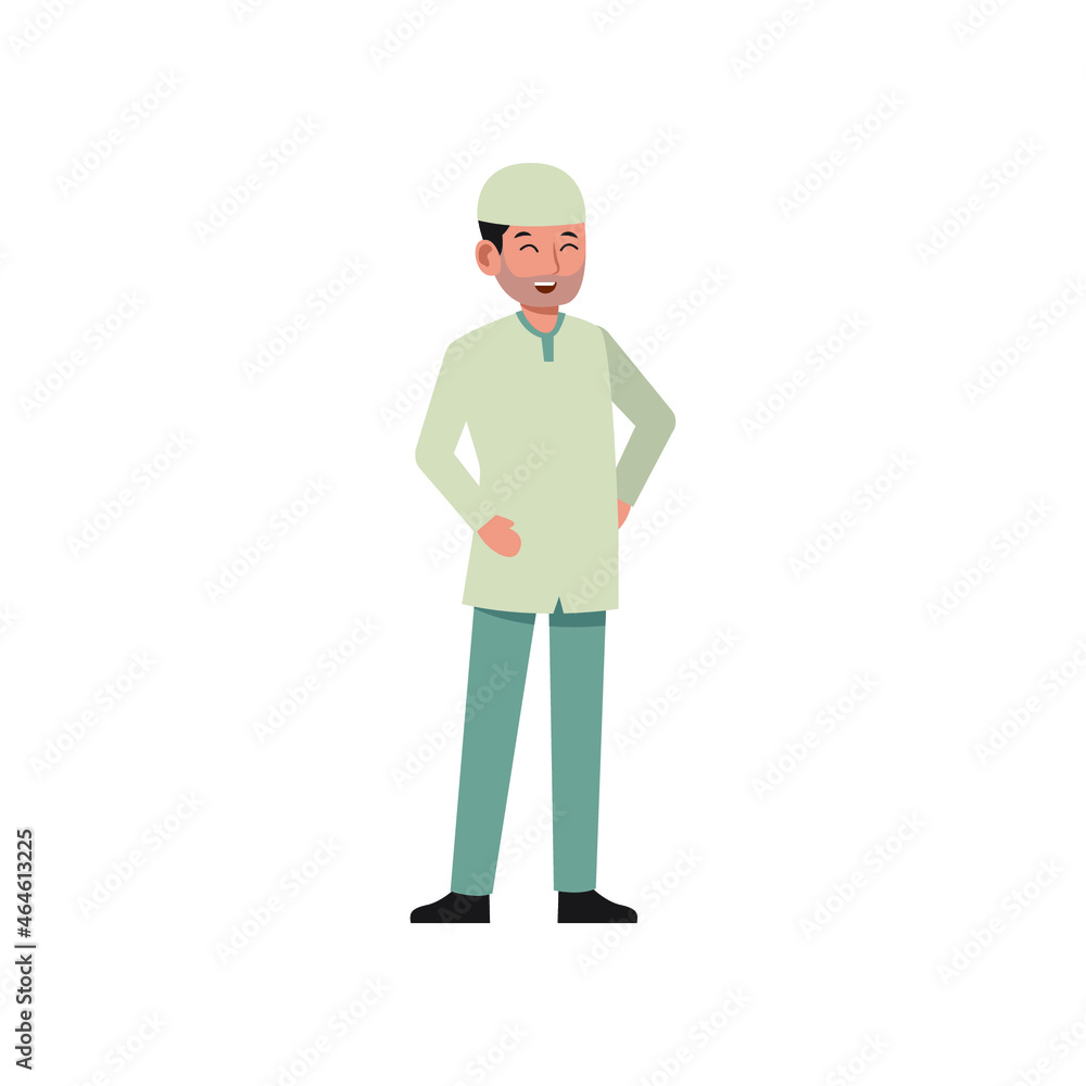 happy muslim man cartoon character vector illustration design eps.10 happy muslim man cartoon character vector illustration design eps.10