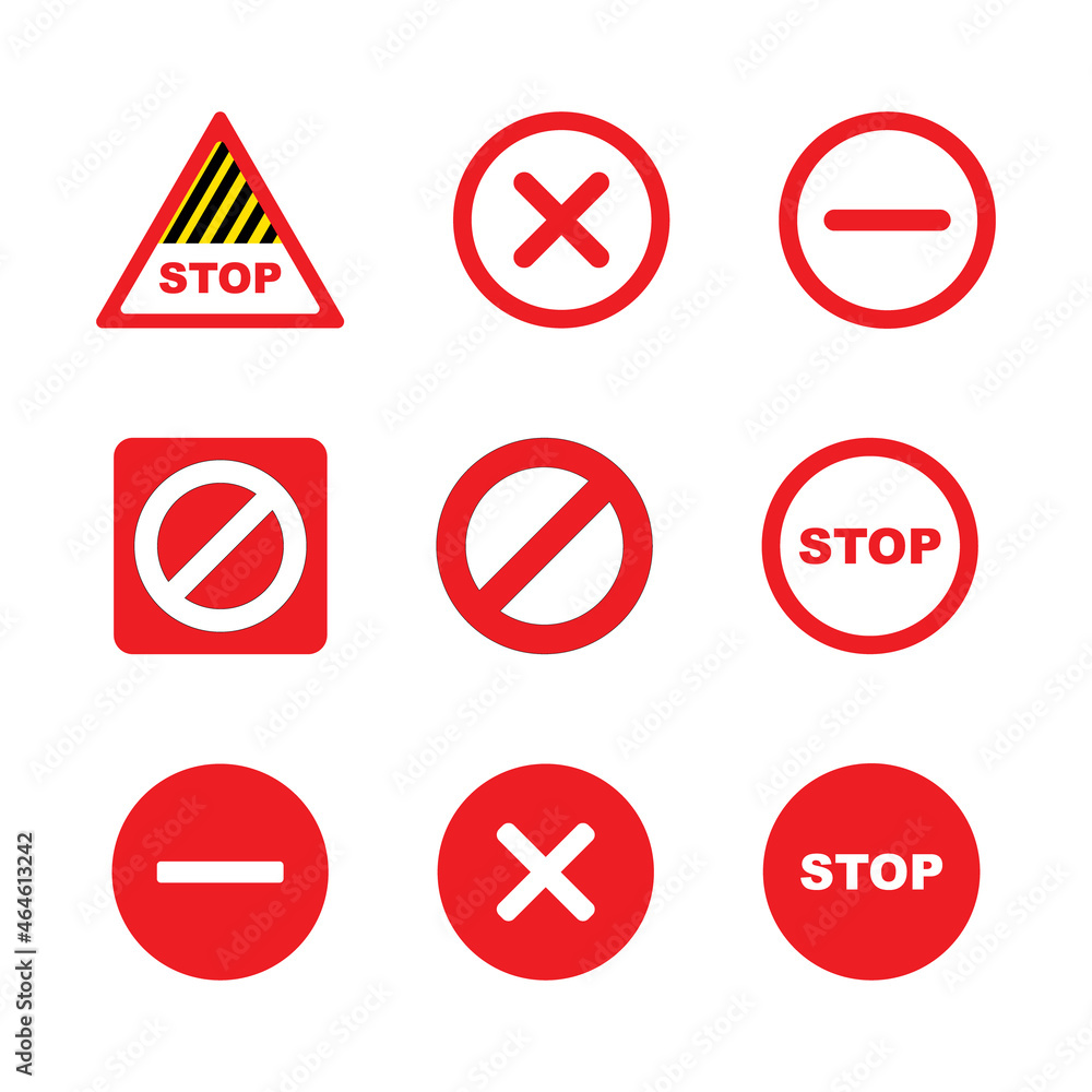 Traffic sign stop set. flat illustration of Not Allowed vector icon. with color choices and variations. icon for web, mobile and other. vector Traffic sign stop set. flat illustration of Not Allowed vector icon. with color choices and variations. icon for web, mobile and other. vector