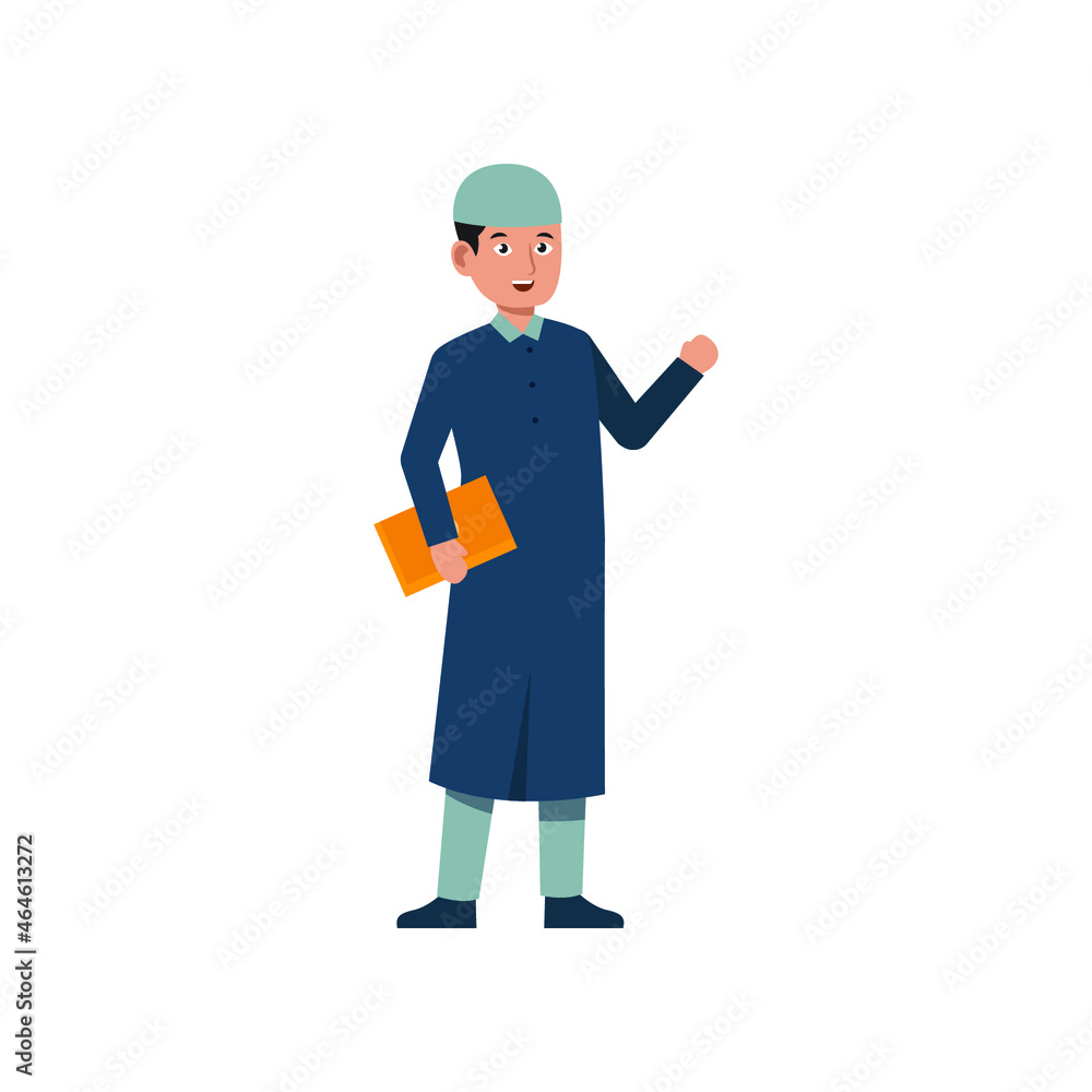 muslim man with a book character vector illustration design eps.10 muslim man with a book character vector illustration design eps.10