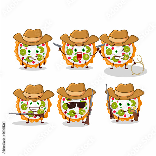 Cool cowboy fruit tart cartoon character with a cute hat