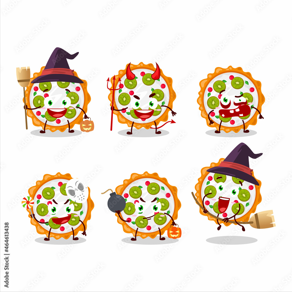 Fototapeta premium Halloween expression emoticons with cartoon character of fruit tart