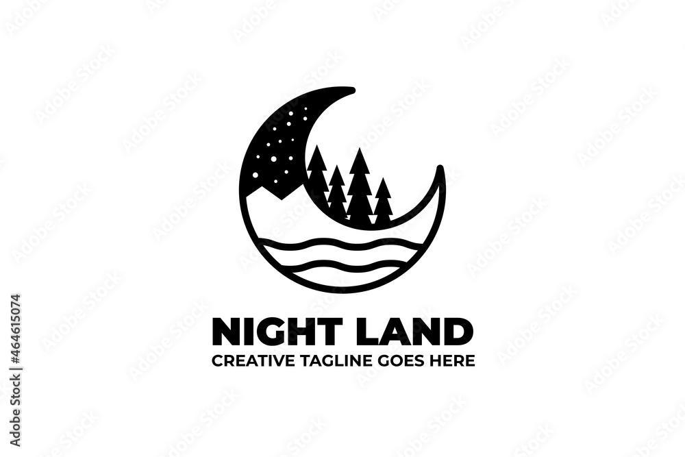 Night Moon Land Monoline Logo Night Moon Land Monoline Logo