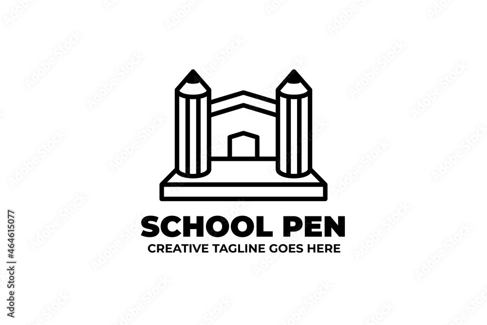 School Pencil Monoline Logo