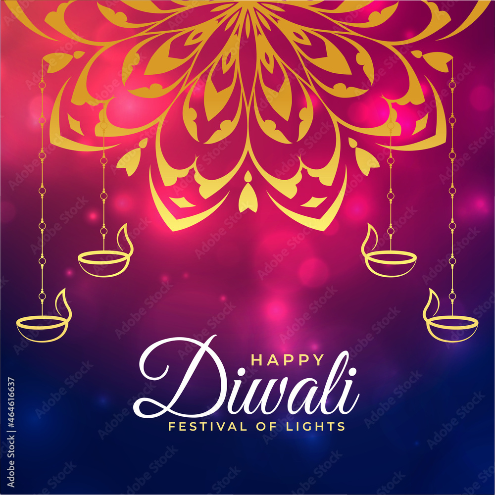 indian mandala style happy diwali card design