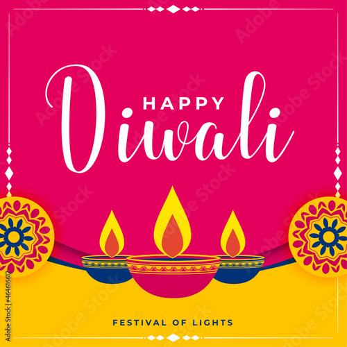 happy diwali greeting in flat colors