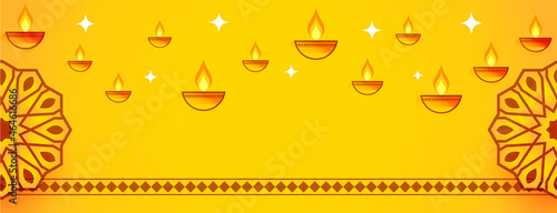 happy diwali yellow banner design