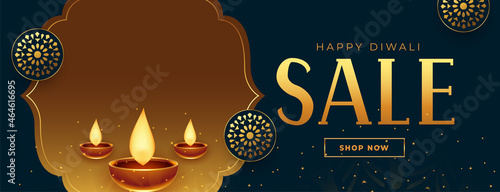 premium diwali sale banner in golden colors
