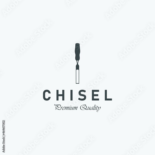 Chisel Carpentry Logo Vector Vintage, Simple Concept of Design Carver, Illustration of Engraver