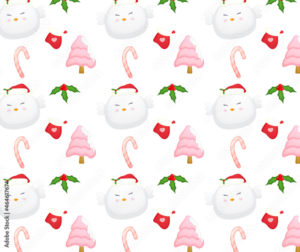 Cute chicken with santa hat happy christmas day patterns Cute chicken with santa hat happy christmas day patterns