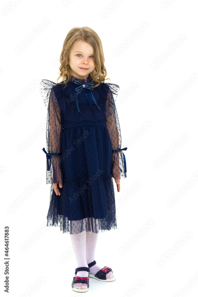 Cute smiling little girl in beautiful blue dress Cute smiling little girl in beautiful blue dress