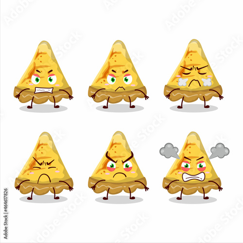 Slice of custard tart cartoon character with various angry expressions