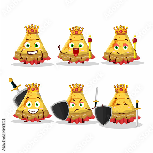 A Charismatic King slice of custard tart cartoon character wearing a gold crown