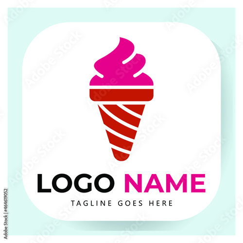 ice cream food logo template illustration vector graphic