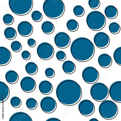 Blue simple bubbles. Seamless vector with round bubbles that repeat.