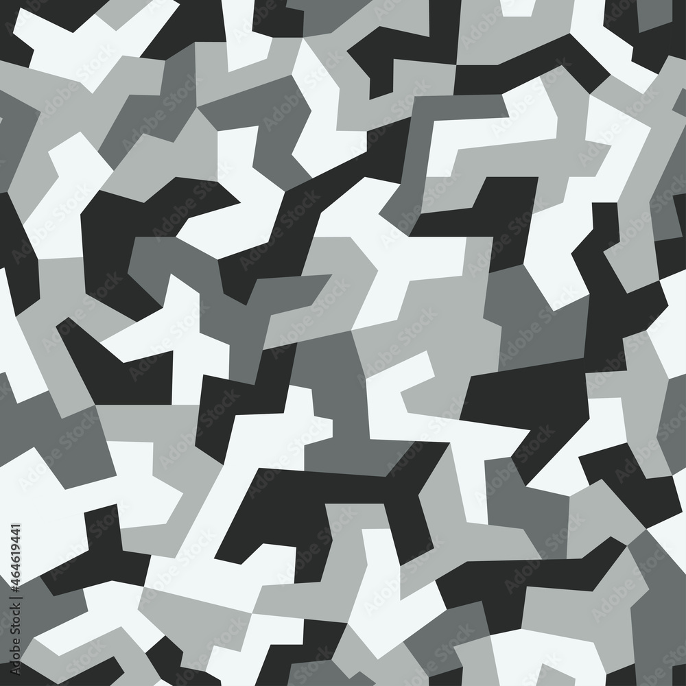 Camouflage seamless urban pattern. Military geometric camo texture. Army  wallpaper. Print on fabric on textiles. Vector black and gray monochrome  background vector de Stock | Adobe Stock