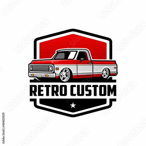 red american muscle pick up truck logo vector