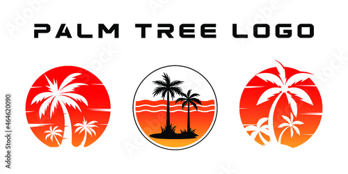 palm tree logo or sumer logo design. Hotel tourism holiday summer beach coconut palm tree vector logo design