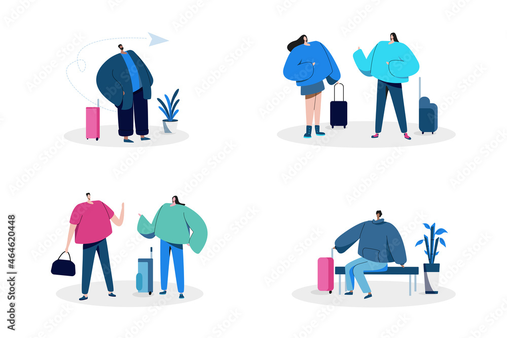 Ταπετσαρία People talking and travelling, travellers with their luggages and waiting for tr