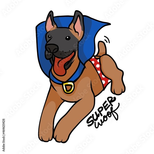 Super woof dog cartoon vector illustration