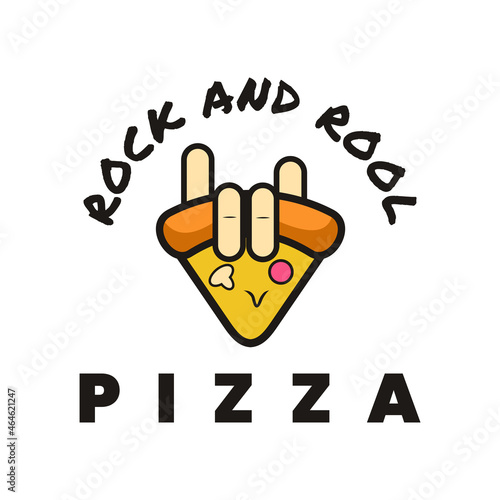 rock and roll pizza logo vector illustration