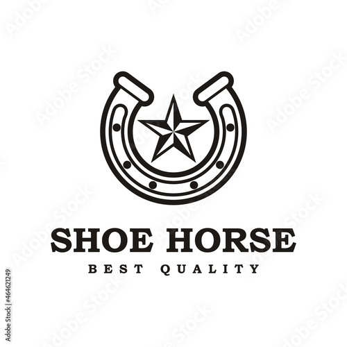 Shoe Horse for Country,Western,Cowboy Ranch logo design inspiration, emblem with horseshoe.
