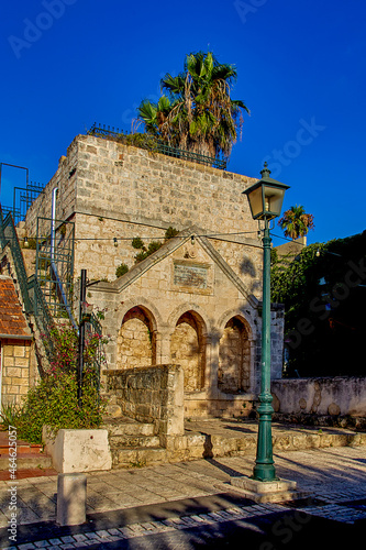 Zichron Ya'akov, Israel. The Benjamin Pool. This water reservoir was built by generous Baron Benjamin Edmond de Rothschild in 1891. used newly developed pump to bring water up to village on hilltop. photo