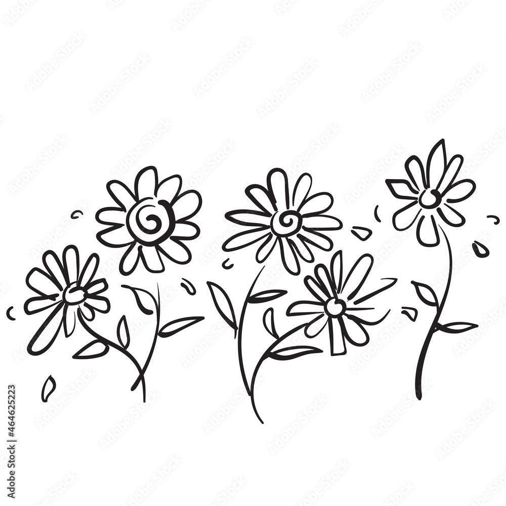 hand drawn doodle flower plant illustration vector