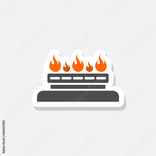 Kitchen gas stove flat sticker icon