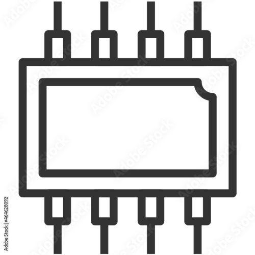 Digital resistors outline icon, electronic and circuit part accessories in main board