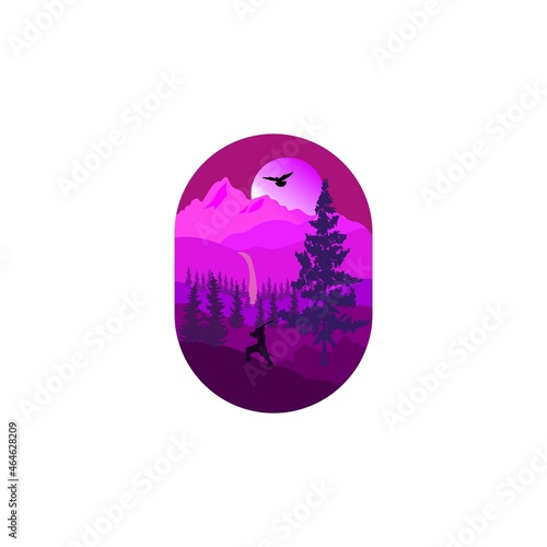 illustration of a purple mountain landscape background
