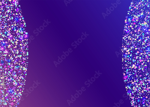 Kaleidoscope Glitter. Surreal Foil. Transparent Glare. Blue Meta